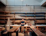 Portrait of Jason Lewis, founder of Offcut, in his Chicago woodshop.