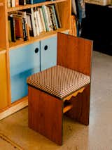 A chair made by Adi Goodrich, founder of Sing Thing, stands in her Los Angles studio office.