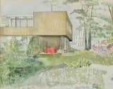 Aino Aalto’s 1943 watercolor of the Riihitie House in Helsinki, Finland, which the pair designed and built together as their first family home.