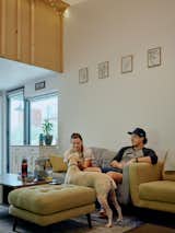 The couple share their unit with their dog, Renly. Like the other standalone homes, it has vaulted ceilings and glass front doors to maximize natural light and includes a semiprivate patio.