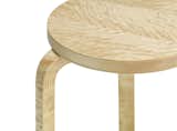 The limited edition Loimu 60 stool, one of three editions by Artek celebrating the stool’s 90th anniversary, translates to "flame." It’s made from a rare birch that gives this pattern.