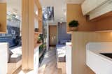 Interior of microHaus prefab ADU tiny home by Haus.me with ceramic flooring and wood millwork.