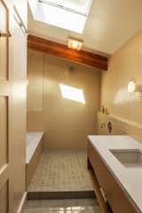The Bauhaus bathroom is named for the tubular pattern on the floor tile.