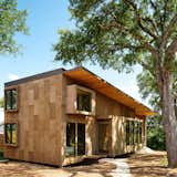 The 1,000-square-foot home is covered in cork panels produced from sustainably harvested forests in Portugal.