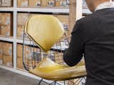 Each piece in the Eames collection is being conserved, documented, and catalogued at the archives, as with this wire chair with a bikini pad.
