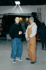 The meetup participants sported a range of workwear, eager to climb into or on top of vehicles.