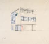 Architects: Kocher &amp; Frey, <i>Exterior Perspective Sketch of Aluminaire House</i>™, 1931, graphite, colored pencil on paper, 12 x 15 inches, Courtesy of Special Collections, John D. Rockefeller Jr. Library, The Colonial Williamsburg Foundation.