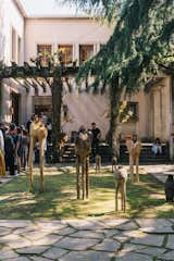 Expressive vessel-like wooden sculptures by Cengiz Hartmann dotted the garden.