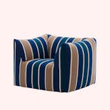 La Bambola Outdoor Armchair by Mario Bellini for B&B Italia with dark blue, dark turquoise, dark tan, and white stripes.