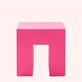 Neon pink Vignelli Cube by Heller