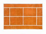 The Court Series from Pieces furniture line, inspired by the aesthetics and graphics of sports culture and playing fields, includes a hand-tufted rug designed to look like a clay tennis court.