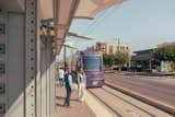 The development’s car-free concept relies on a light rail that gives residents immediate access to transit.