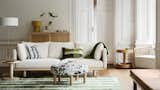 The other sofa in the collection is made of cotton/linen, leather and solid pine.