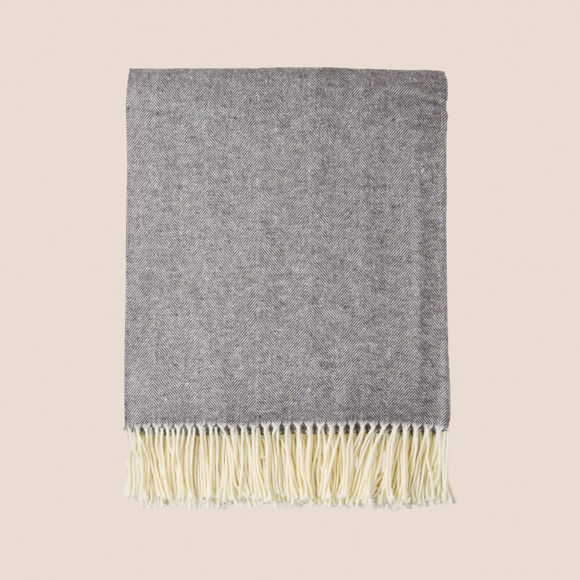Charcoal Italian Herringbone Throw Blanket From Hudson | Grace