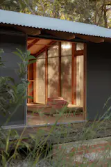 The couple revamped the garage without a fixed purpose in mind—it’s a space for yoga, reading a book, or simply doing nothing.