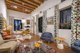 The living room ceiling—which is 13 feet high—is finished with saguaro cactus ribs.