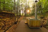 The wood-fired hot tub from Goodland is another place for guests to relax.