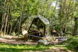 Hello Wood swapped out CLT with steel for the structural frame. While the studio wrapped this cabin in mirror panels to heighten it’s visual immersion in the forest, the studio offers to clad their units in wood, aluminum, or stone.