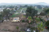 The house sits on box cribs after its relocation to the Chambers couple’s Altadena lot. It will be reassembled on the box cribs so that a new foundation can be built and inspected beneath it.