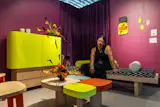The Bunker credenza, seen in wood and vibrant highlighter yellow on the left, is precisely the kind of piece that, in my mind, anchors any space you put it in.