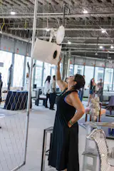 Bond Hardware’s sculptural jewelry has a hint of danger around it and is the perfect complement to Studio SII’s mesmerizing speakers, which dangled precariously over the booth.