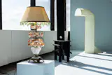 Interior designer Tara McCauley’s Glamour alle Vongole lamp caught my eye across a very crowded field of objects in the Folly section of the fair, in part because of how different it was.