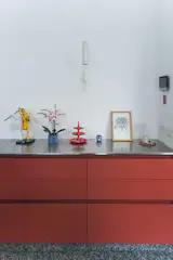A view of the home from the back patio, which now features a small swimming pool tiled in black squares at Julián's request. “They were clients with a strong interest in design, so there was an ongoing, very interesting conversation,” says Cottet.