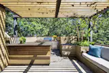 In addition to views, the deck is home to an outdoor kitchen.