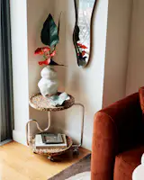 “I travel a ton for work, and I make a point to pick something up in most of the countries and cities that I visit,” Adam says. “My style blends a sort of minimalism with my love for unique pieces.”