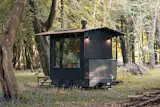 U.K. design-build studio Out of the Valley made a prefabricated sauna that can be set up in off-grid sites.