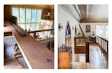 A new catwalk along one side of the former church’s nave created room for an upstairs workspace above a main-level family room (pictured below).