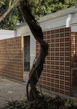 The patio between Nahuel and Agostina’s apartment and the two at the rear of the property, pictured here, creates ventilation.