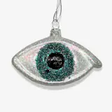 Cody Foster Glass Eye Ornament in White & Navy