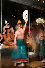 The event experimented with in-sauna entertainment.