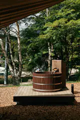 Guests can use the tub either as a cold plunge after the sauna or as a warm bath.
