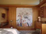 The Mushroom lamp is also by Nick, and the painting is by Ben Day Todd.