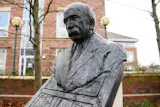 A bust of Arts and Crafts architect and urban planner Raymond Unwin in Letchworth, England, which he helped build with Barry Parker based on Ebenezer Howard's garden city ideals.