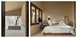 The custom bedroom window and door frames in tornillo wood are by Degetau Woodmade.