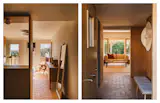 In the bedroom, the PI sideboard is from Ethnicraft, the Norm floor mirror is from Menu, and the Clea ceiling lamp is from Wever & Ducré. In the entryway, the Georg bench is by Skagerak Friz Hansen, and the slatted partition and mount for the Flos Mini Glo-Ball were designed by Anna and Eugeni Bach.