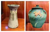 Roseville ‘Mostique’ vase, I can’t believe I’m writing about Roseville; Roseville ‘Zephyr Lily’. Humiliating to know so much about Roseville.