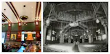 Left; Mickey Maybecks at the Grand Californian; right, original Maybecks in the First Church of Christ, Scientist in Berkeley in 1978.