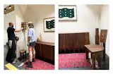 Designer Adam Mansour showed me how the pegs in his Sabaar coat hook system can be readjusted and stored inside of the piece itself, depending on how many hooks a user wants available at any given moment.