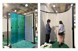 As I discovered when I stepped into the curved alcove at right, the Dooor dividers can have a slight noise cancelling effect. They can be used to divide space in large rooms or in place of regular doors.