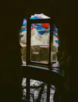 Original stained glass by Santa Barbara designer Steven Handelman completes the 