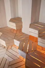 The seating has a honeycomb pattern.