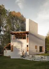 Architect  Santiago Constantino of Mexico’s COLAR Colectivo de Arquitectura designed this two-story, 1,668-square-foot home in San Cristóbal de las Casas for his mother, on the same 14,000-square-foot wooded lot where he and his brother grew up. The original adobe home still stands a few feet away, and was subdivided into rental units.