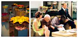 At left, the Chihuly exhibit at the Seattle Art Museum in 1992; at right, the Chihuly seen on set.