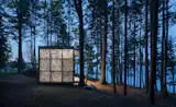 The Cube glows at night, but maintains privacy with the frosted plexiglass.