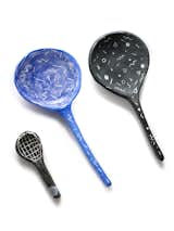 Hand-built, etched, and fired spoons by Dana Haim.