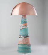 Amazing new table lamp by DAMM made from gypsum cement that’s been pigmented, layered, and topped with a spun-copper shade  Photo 6 of 17 in Bright Lights by Tammy Vinson